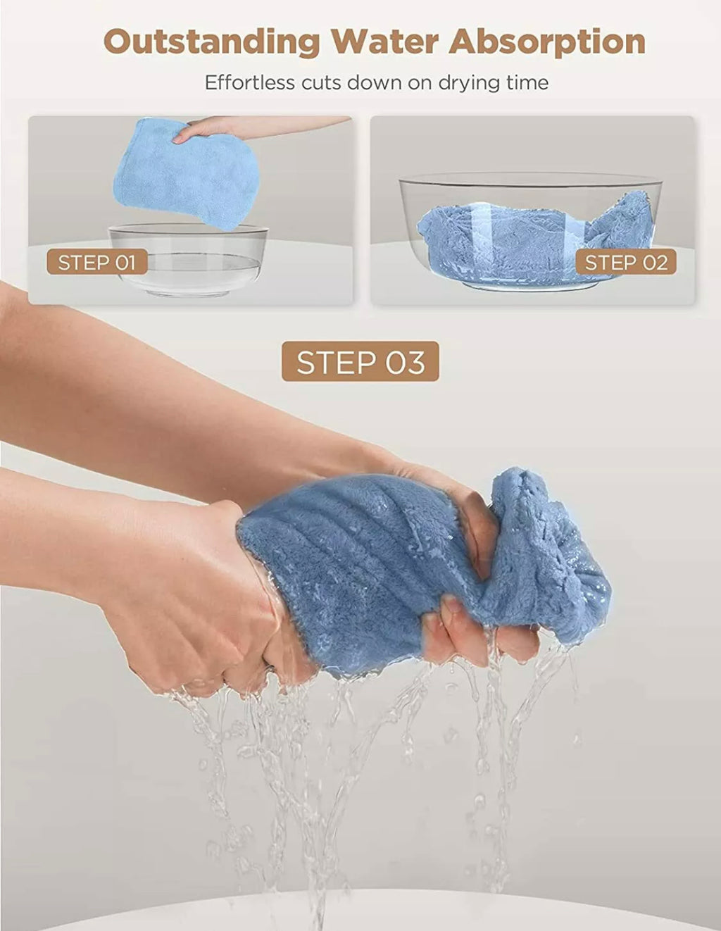 2 pieces Hair towel wrap microfiber absorbent drying turban curly hair
