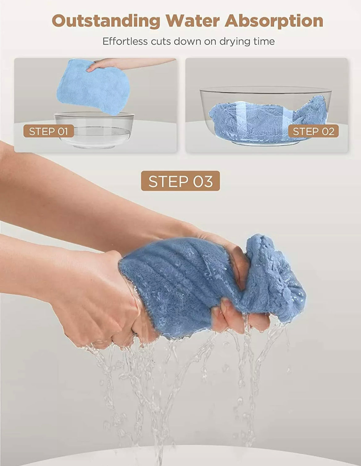 2 pieces Hair towel wrap microfiber absorbent drying turban curly hair