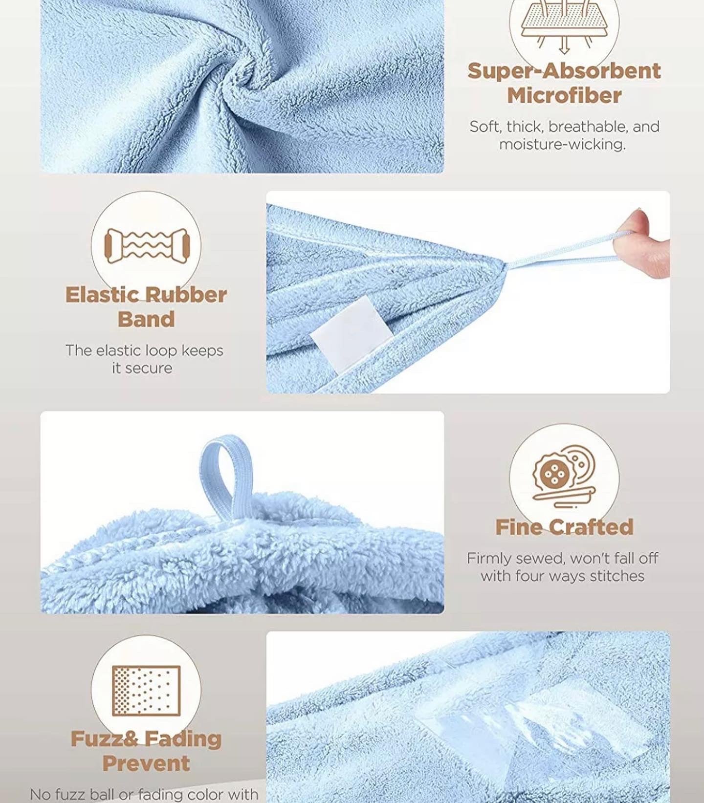 2 pieces Hair towel wrap microfiber absorbent drying turban curly hair
