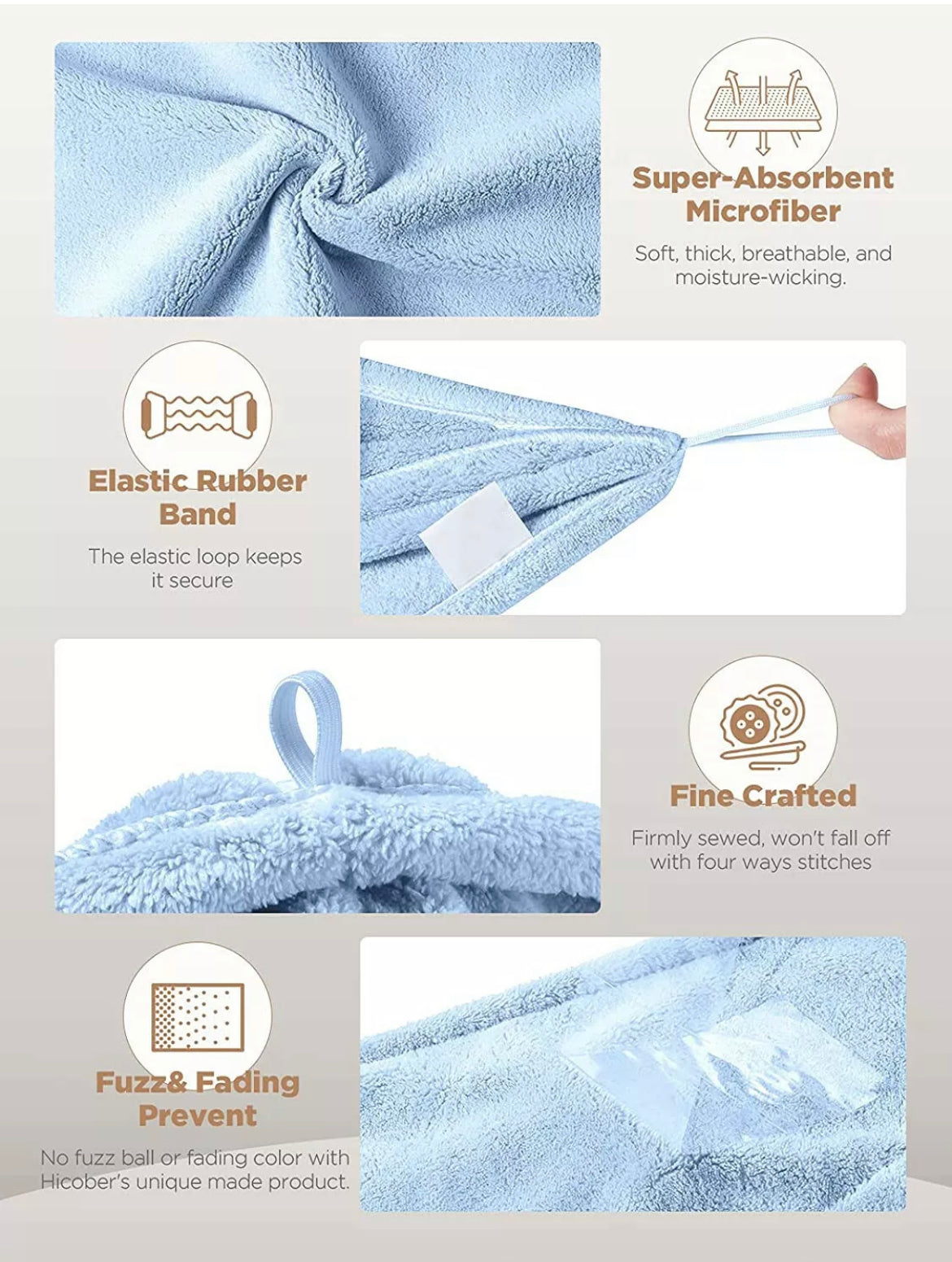 2 pieces Hair towel wrap microfiber absorbent drying turban curly hair