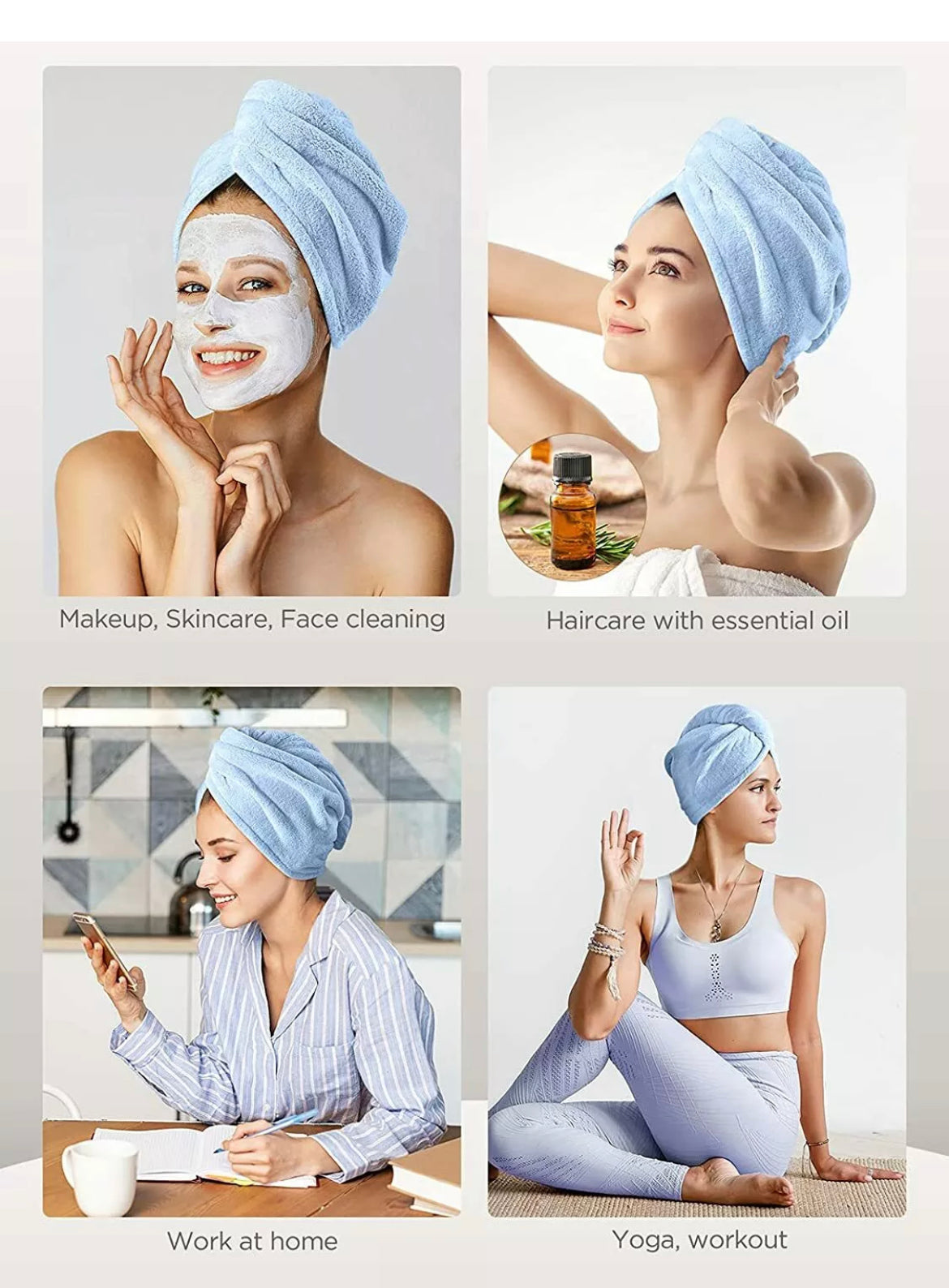 2 pieces Hair towel wrap microfiber absorbent drying turban curly hair