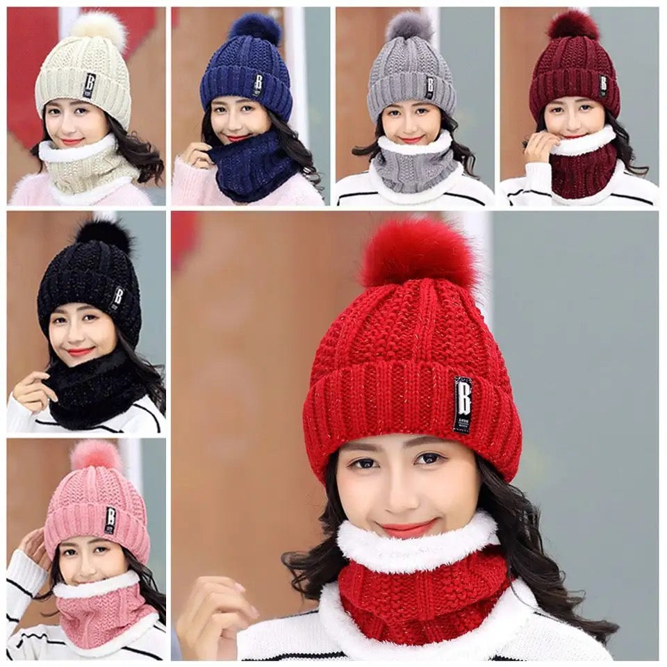 Womens Winter hats with scarf