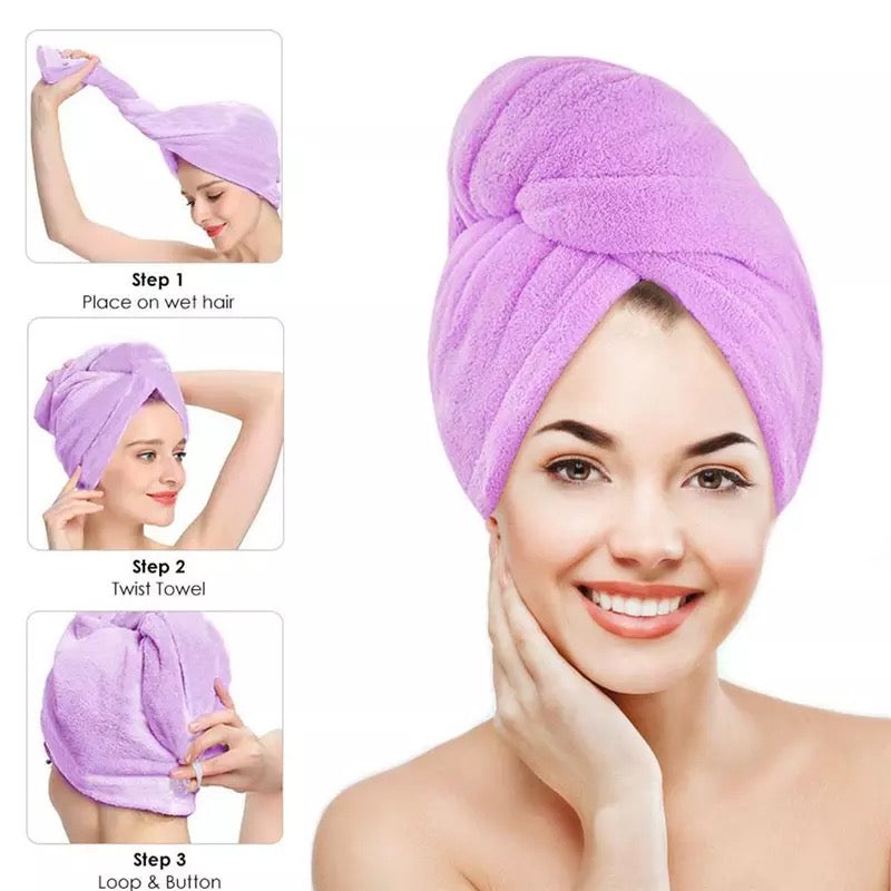 2 pieces Hair towel wrap microfiber absorbent drying turban curly hair