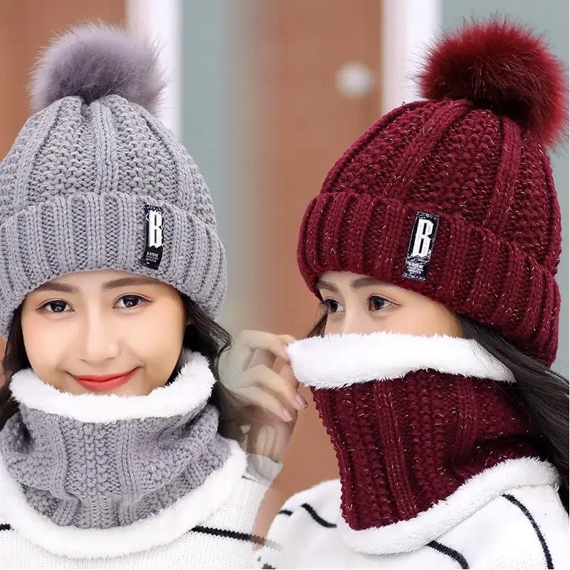 Womens Winter hats with scarf