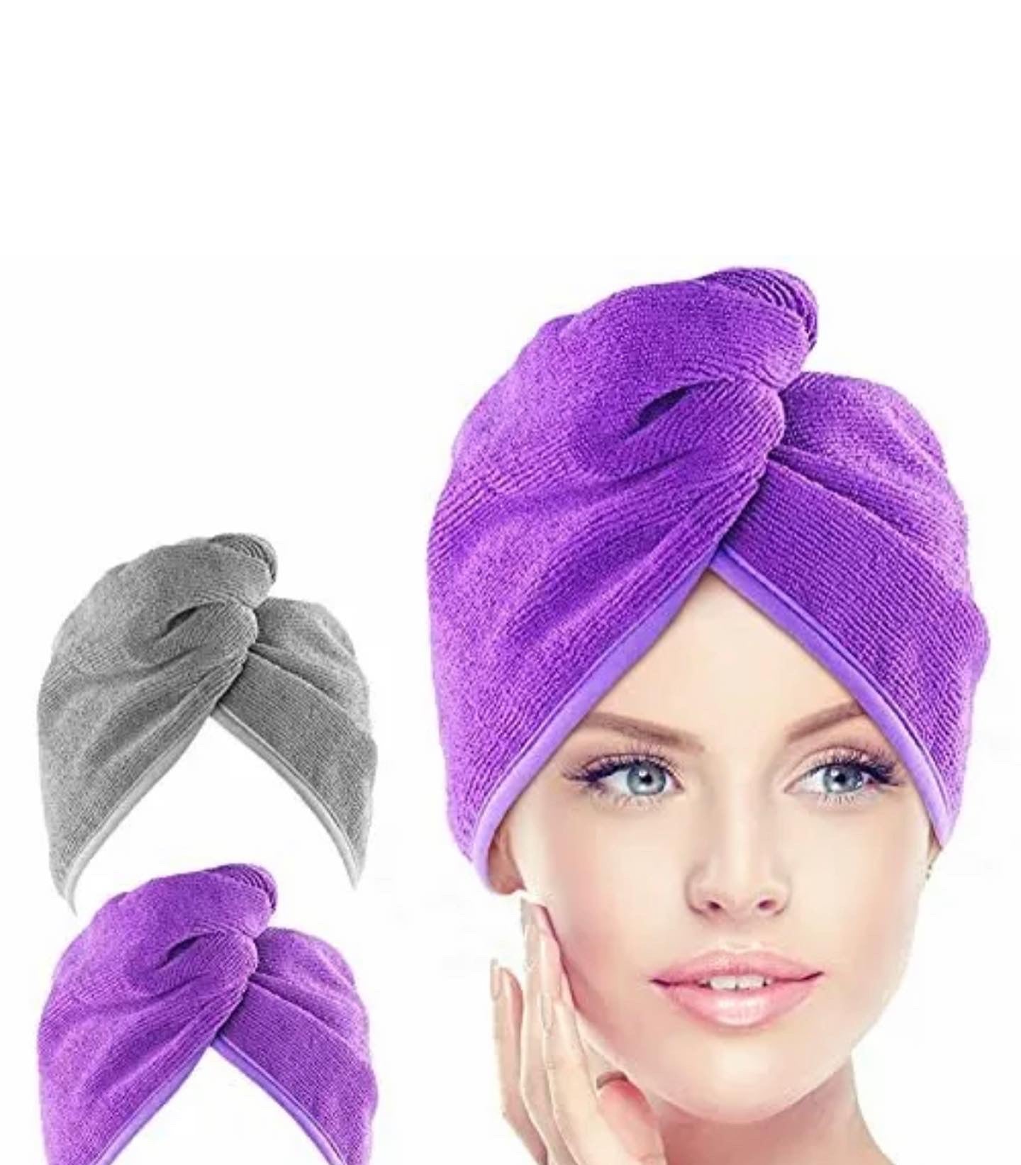2 pieces Hair towel wrap microfiber absorbent drying turban curly hair