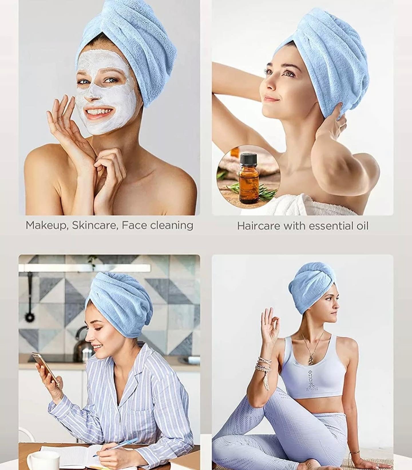 2 pieces Hair towel wrap microfiber absorbent drying turban curly hair